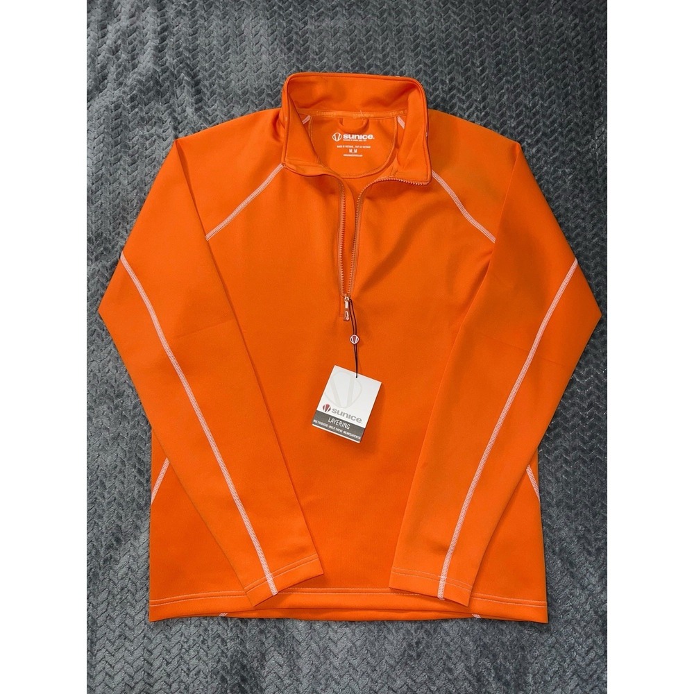 Sunice Men's Layering Pullover Thermal 1/2 Zip Golf Outdoors Hiking Orange M NWT